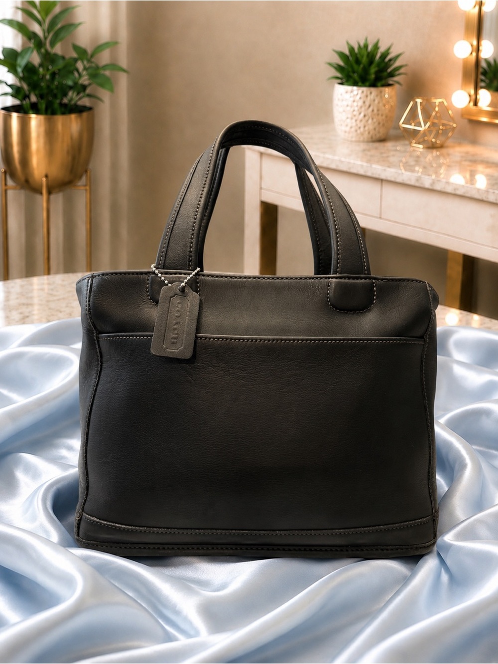 Coach Vintage Bleeker Black Top Handle Tote Bag 9303